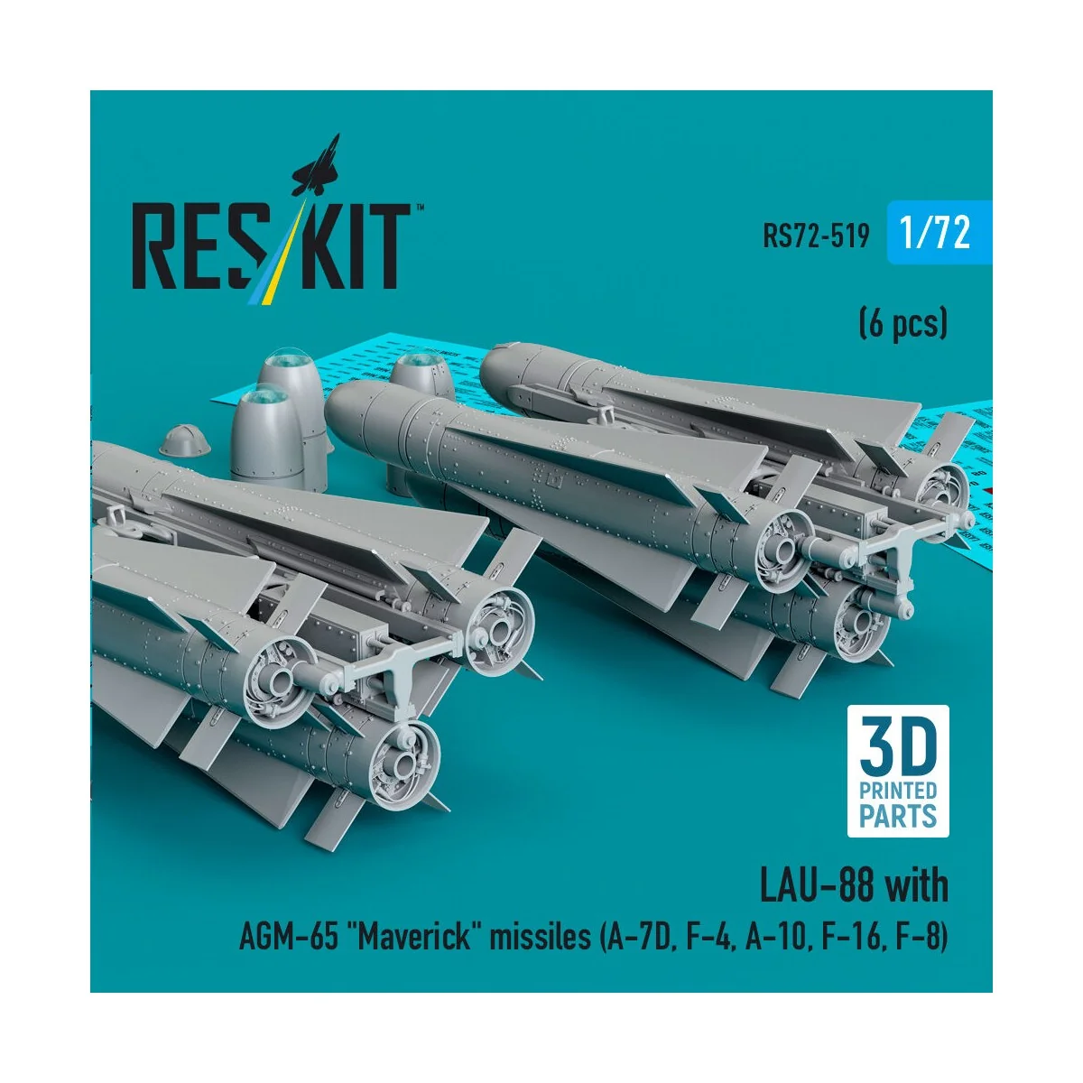 LAU-88 with (2 pcs) AGM-65 Maverick missiles (6 pcs) (A-7D, F-4, A-...