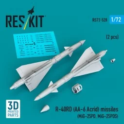 R-40RD (AA-6 Acrid) missiles (2 pcs) (MiG-25PD, MiG-25PDS) (3D Prin...