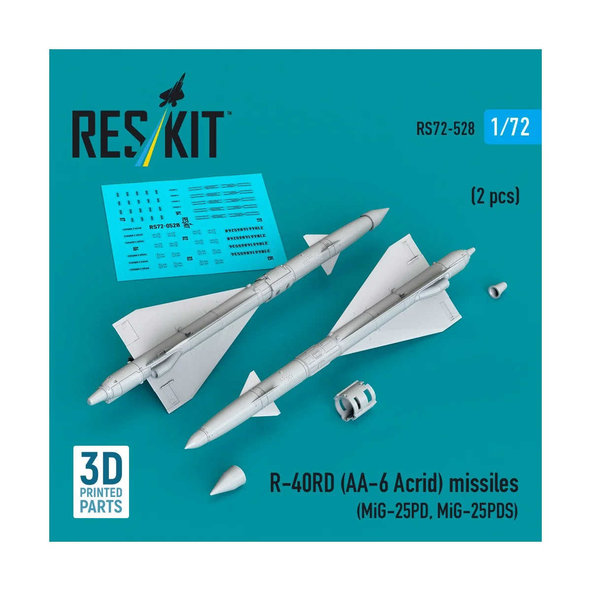 R-40RD (AA-6 Acrid) missiles (2 pcs) (MiG-25PD, MiG-25PDS) (3D Prin...