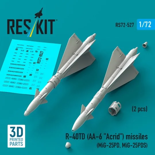 R-40TD (AA-6 Acrid) missiles (2 pcs) (MiG-25PD, MiG-25PDS) (3D Prin...