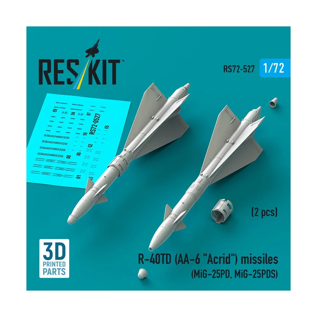 R-40TD (AA-6 Acrid) missiles (2 pcs) (MiG-25PD, MiG-25PDS) (3D Prin...