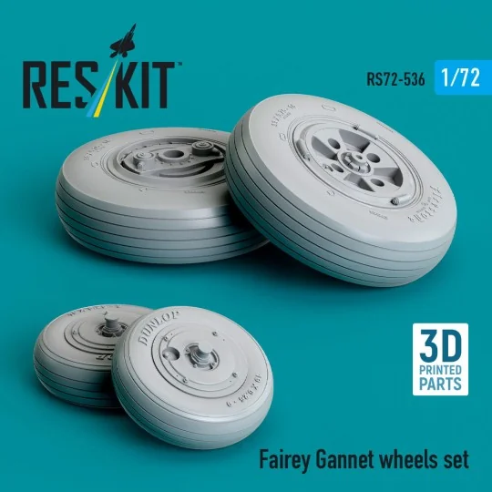 Fairey Gannet wheels set (3D Printed) - ResKit Models RS72-0536