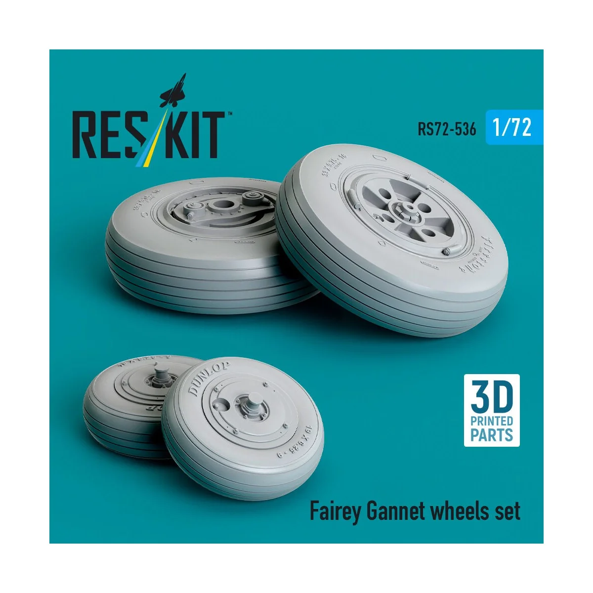Fairey Gannet wheels set (3D Printed) - ResKit Models RS72-0536