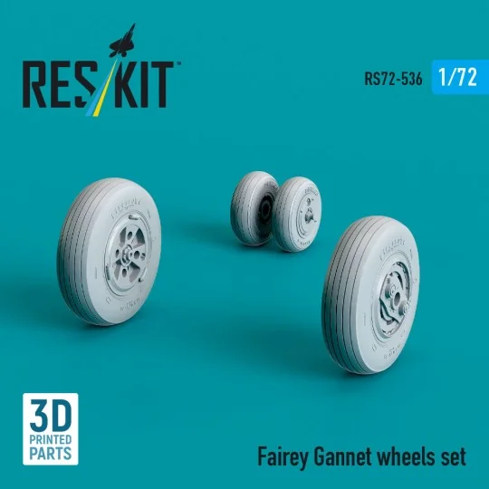 Fairey Gannet wheels set (3D Printed) - ResKit Models RS72-0536