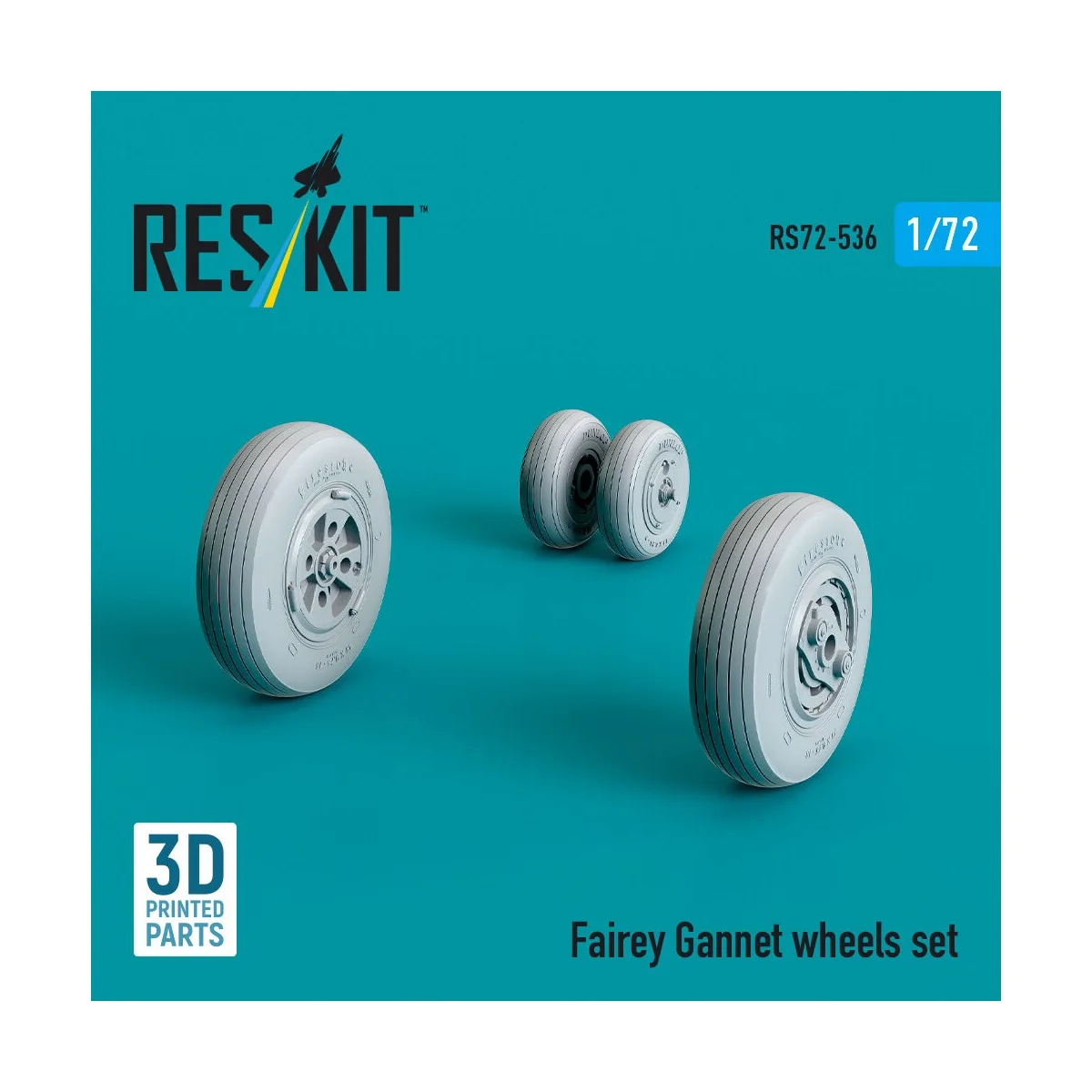 Fairey Gannet wheels set (3D Printed) - ResKit Models RS72-0536