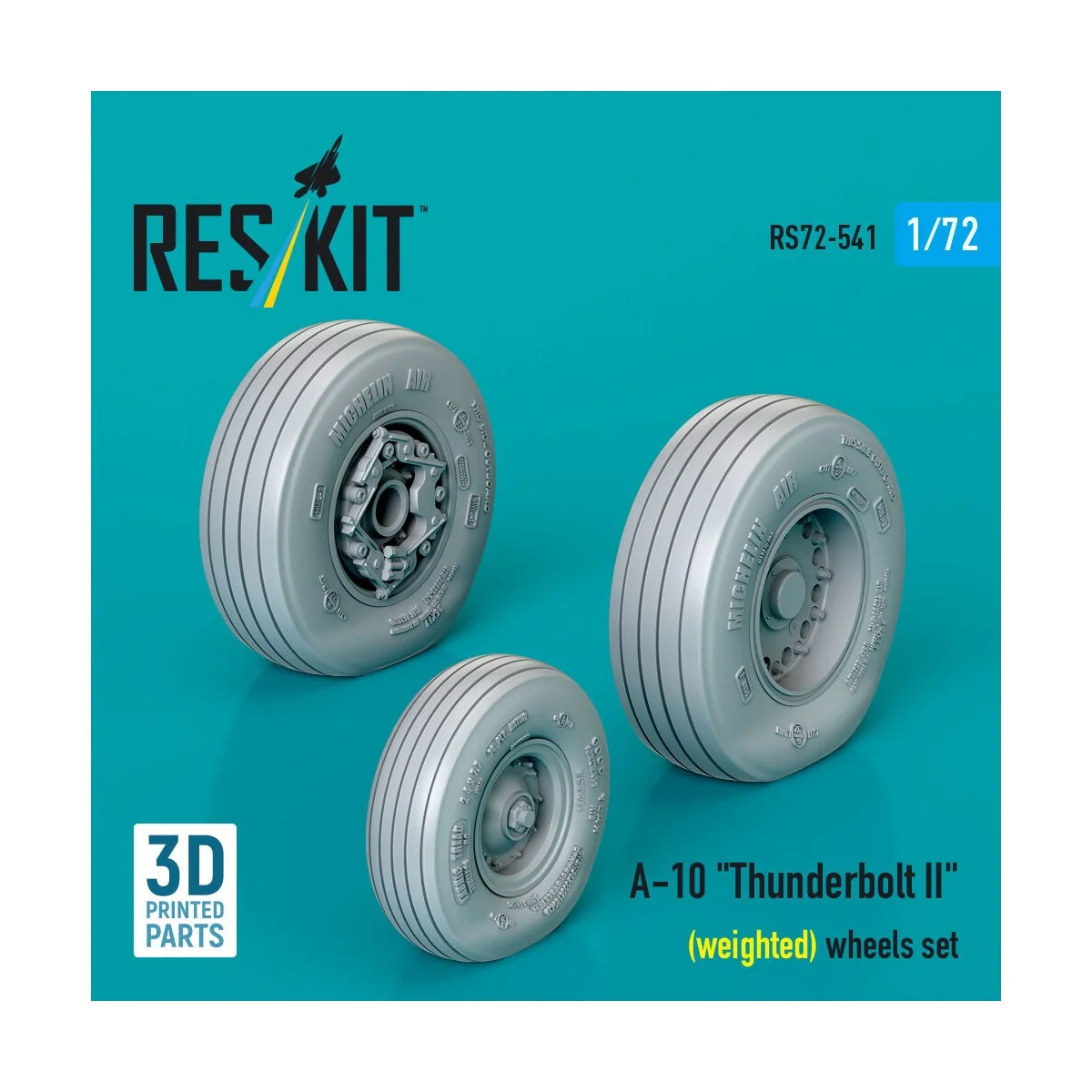 A-10 Thunderbolt II (weighted) wheels set (3D Printed) - ResKit Mod...