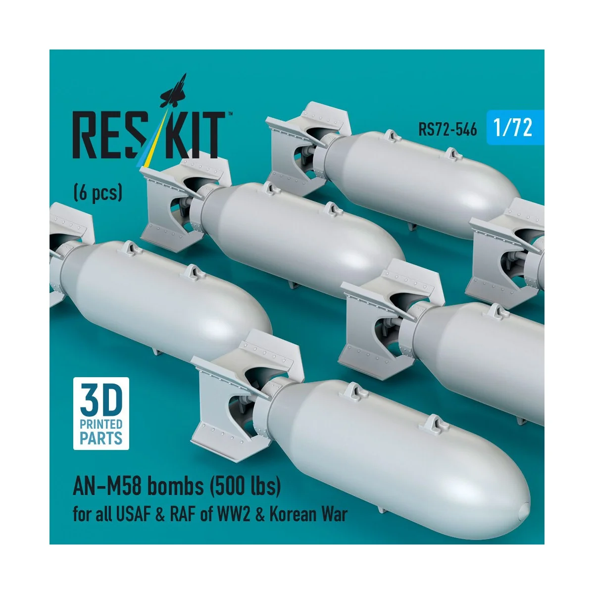 AN-M58 bombs (500 lbs) for all USAF & RAF of WW2 & Korean War (6 pc...