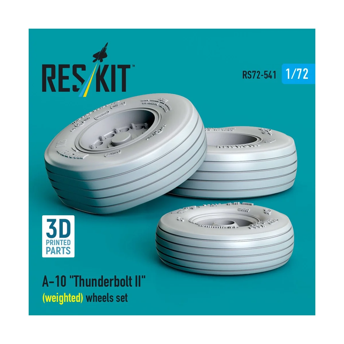 A-10 Thunderbolt II (weighted) wheels set (3D Printed) - ResKit Mod...