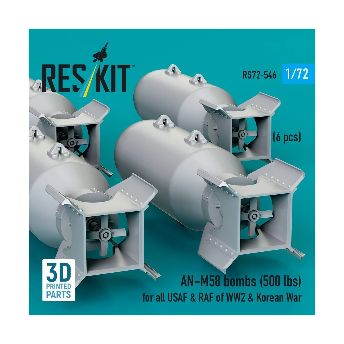 AN-M58 bombs (500 lbs) for all USAF & RAF of WW2 & Korean War (6 pc...