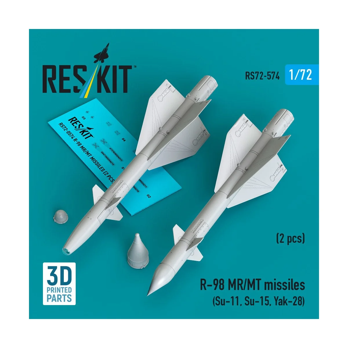 R-98 MR/MT missiles (2 pcs) (Su-11, Su-15, Yak-28) (3D Printed), 1/...