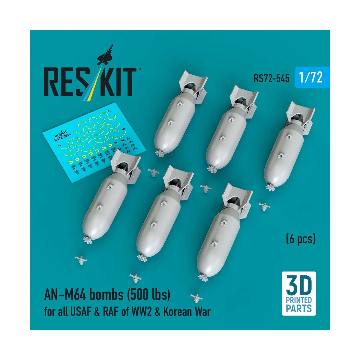 AN-M64 bombs (500 lbs) for all USAF & RAF of WW2 & Korean War (6 pc...