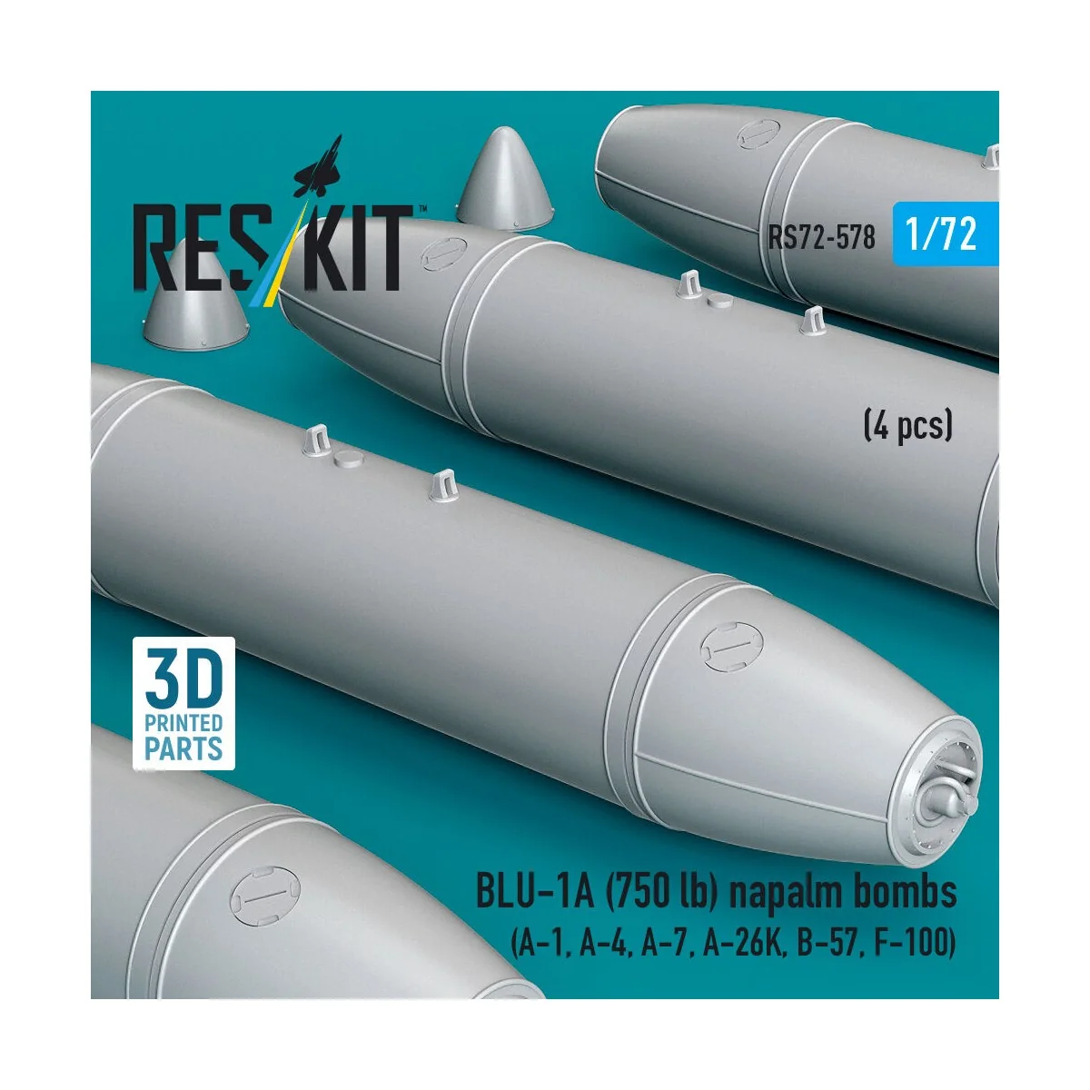 BLU-1A (750 lb) napalm bombs (4 pcs) (A-1, A-4, A-7, A-26K, B-57, F... BLU-1A (750 lb) napalm bombs (4 pcs) (A-1, A-4, A-7, A-26K, B-57, F...