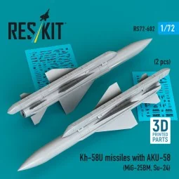 Kh-58U missiles with AKU-58 (2 pcs) (MiG-25BM, Su-24) (3D Printed),...