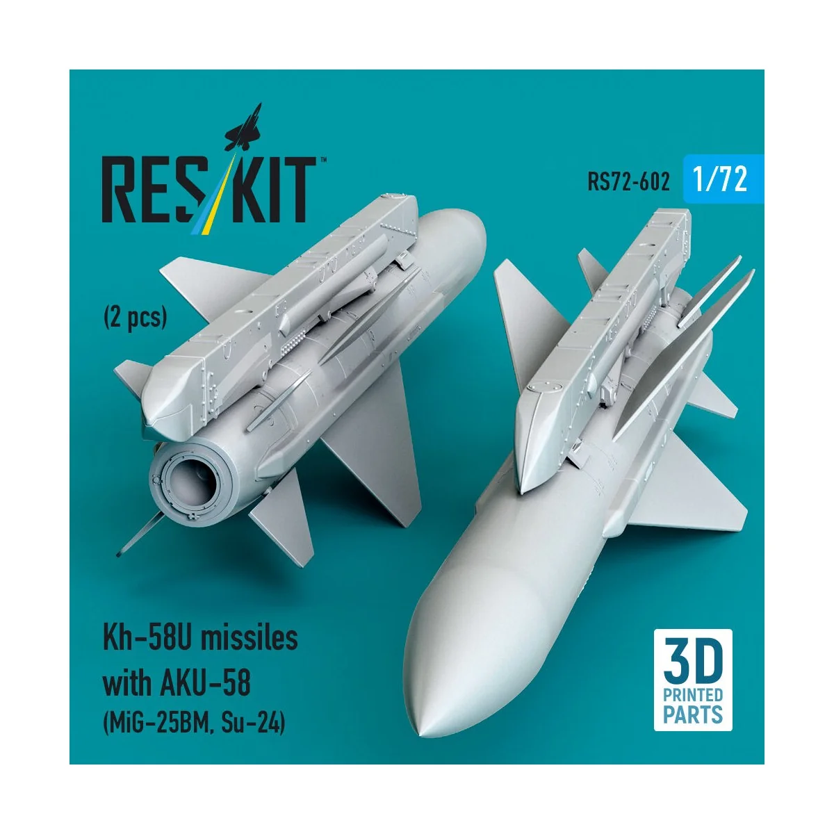 Kh-58U missiles with AKU-58 (2 pcs) (MiG-25BM, Su-24) (3D Printed),... Kh-58U missiles with AKU-58 (2 pcs) (MiG-25BM, Su-24) (3D Printed),...