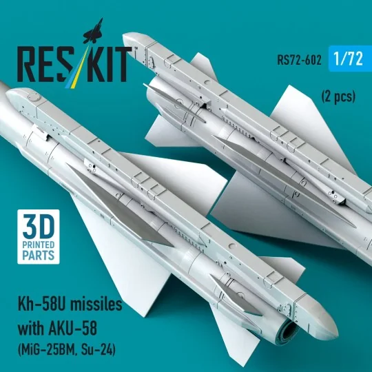 Kh-58U missiles with AKU-58 (2 pcs) (MiG-25BM, Su-24) (3D Printed),... Kh-58U missiles with AKU-58 (2 pcs) (MiG-25BM, Su-24) (3D Printed),...