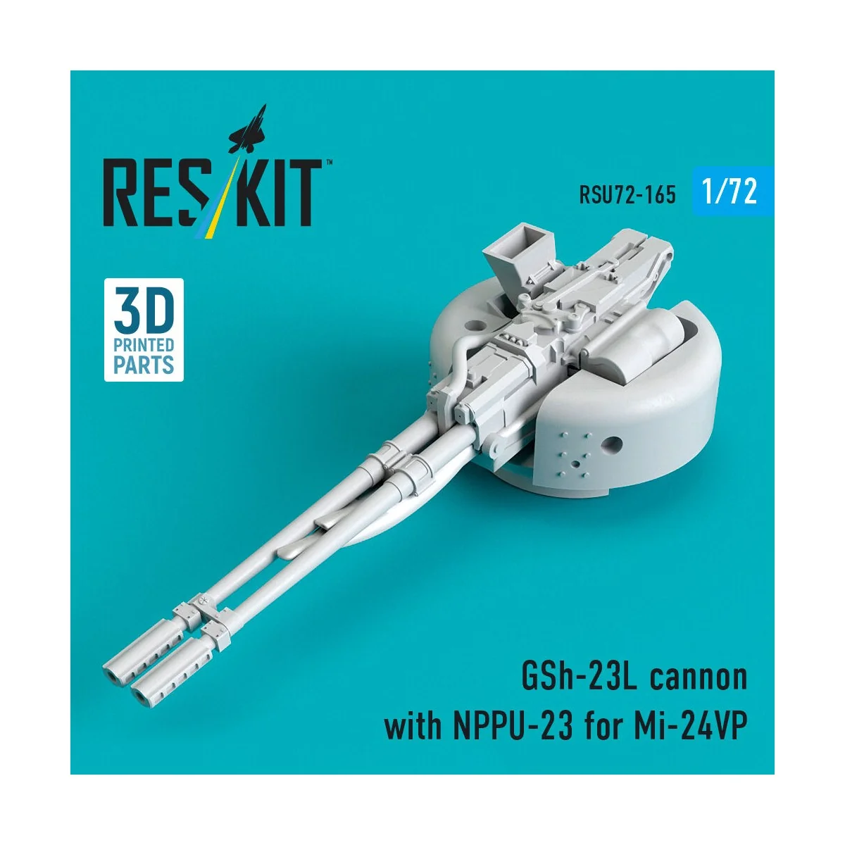 GSh-23L cannon with NPPU-23 for Mi-24VP (3D Printed), 1/72 - ResKit...