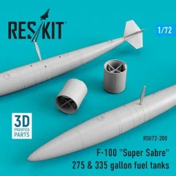 F-100 Super Sabre 275 & 335 gallon fuel tanks, 1/72 - ResKit Models...