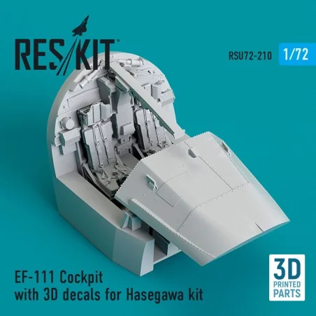 EF-111 Cockpit with 3D decals for Hasegawa kit (3D Printed), 1/72 -...