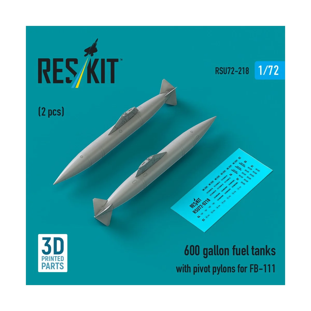 600 gallon fuel tanks with pivot pylons for FB-111 (2 pcs) (3D Prin...