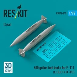 600 gallon fuel tanks for F-111 (A,C,D,E,F & EF-111) (2 pcs) (3D Pr...