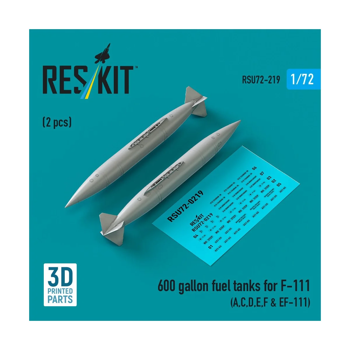 600 gallon fuel tanks for F-111 (A,C,D,E,F & EF-111) (2 pcs) (3D Pr...