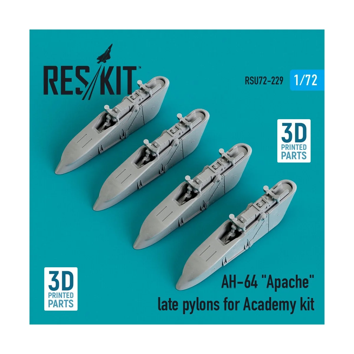 AH-64 Apache late pylons for Academy kit (3D Printed), 1/72 - ResKi...