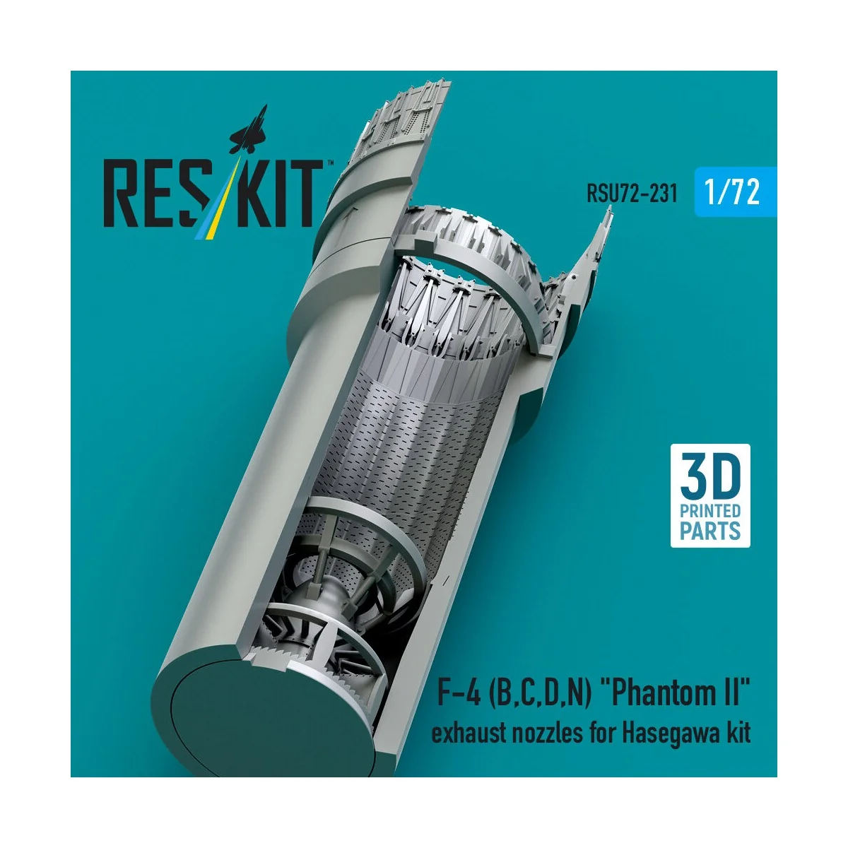 F-4 (B, C, D, N) Phantom II exhaust nozzles for Hasegawa kit (3D Pr...