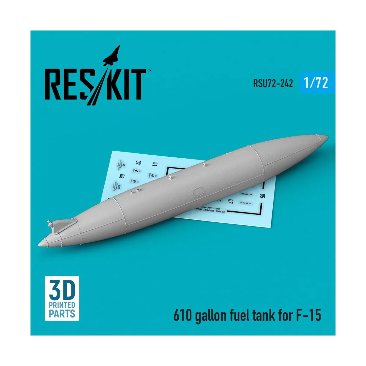 610 gallon fuel tank for F-15 (1 pcs) (3D Printed), 1/72 - ResKit M...