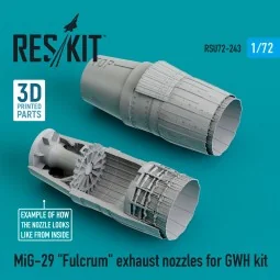 MiG-29 Fulcrum exhaust nozzles for GWH kit (3D Printed + Resin) - R...