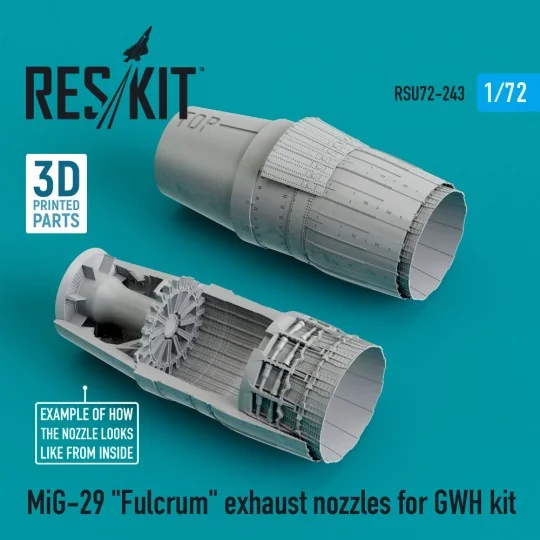 MiG-29 Fulcrum exhaust nozzles for GWH kit (3D Printed + Resin) - R...
