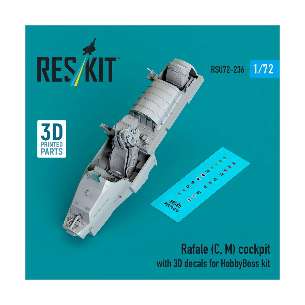 Rafale (C, M) cockpit with 3D decals for HobbyBoss kit (3D Printed)...