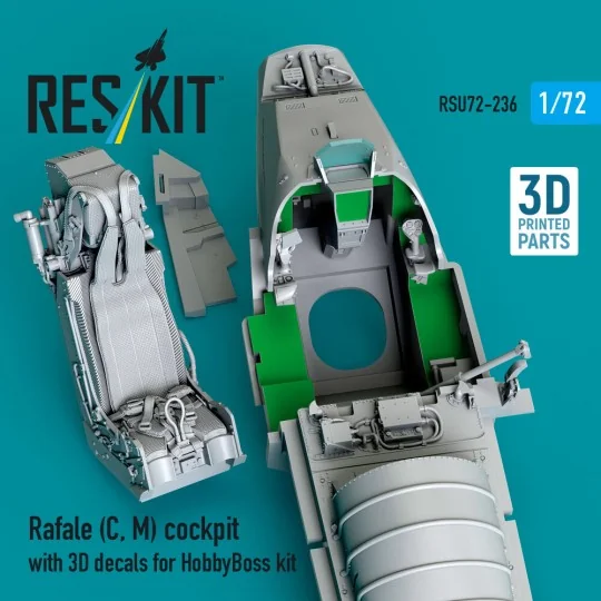 Rafale (C, M) cockpit with 3D decals for HobbyBoss kit (3D Printed)...