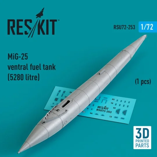 MiG-25 ventral fuel tank (5280 litre) (1 pcs) (3D Printed), 1/72 - ... MiG-25 ventral fuel tank (5280 litre) (1 pcs) (3D Printed), 1/72 - ...
