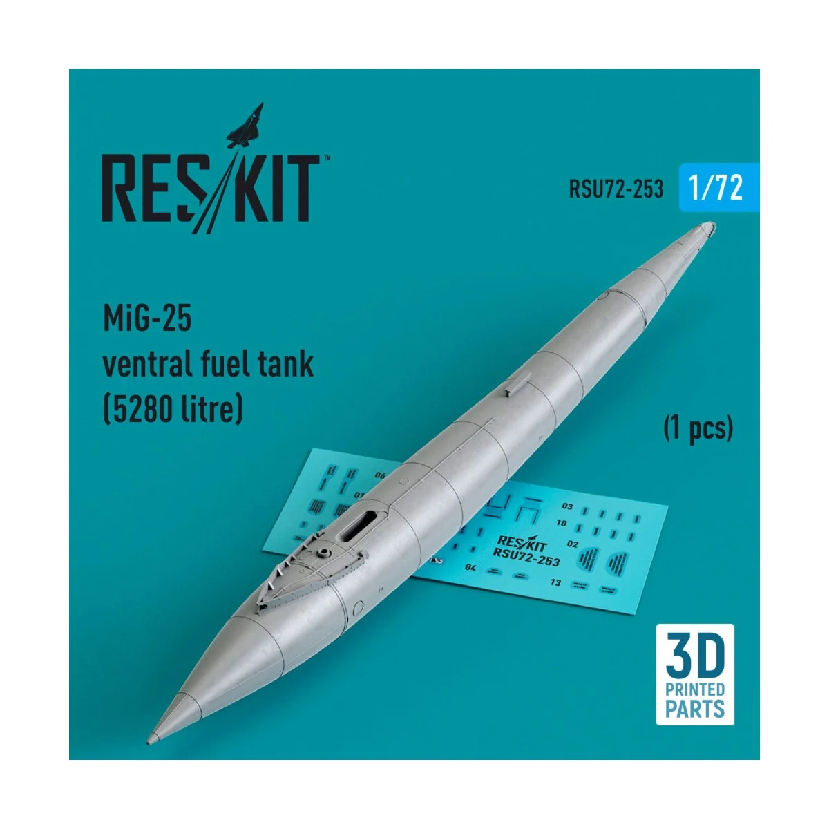 MiG-25 ventral fuel tank (5280 litre) (1 pcs) (3D Printed) - ResKit...