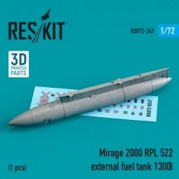 Mirage 2000 RPL 522 external fuel tank 1300lt (3D Printed), 1/72 - ...