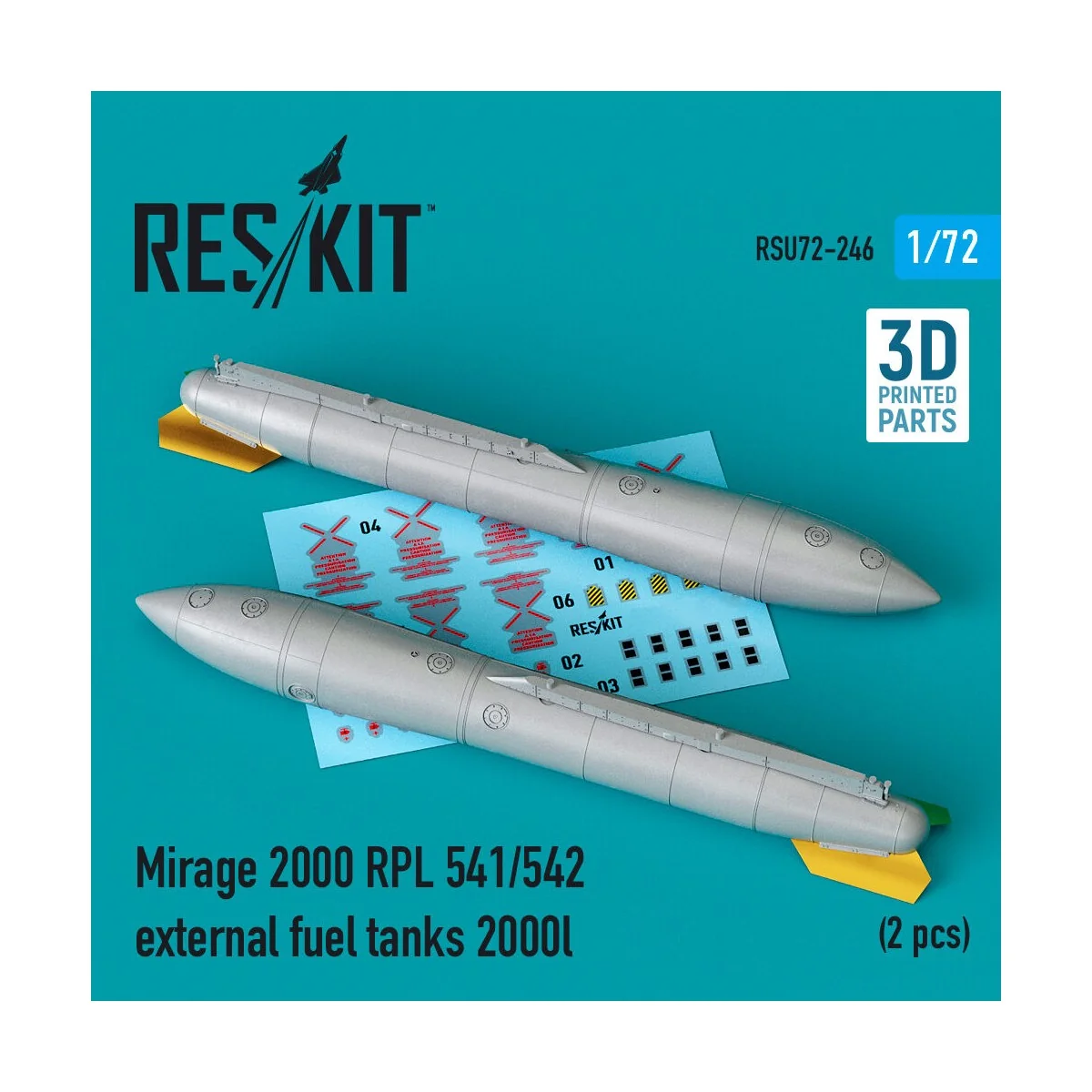 Mirage 2000 RPL 541/542 external fuel tanks 2000lt (2 pcs) (3D Prin...