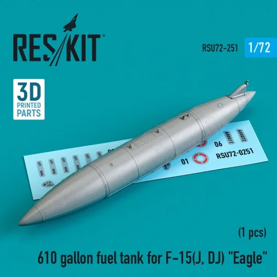 610 gallon fuel tank for F-15(J, DJ) Eagle (3D Printed), 1/72 - Res...