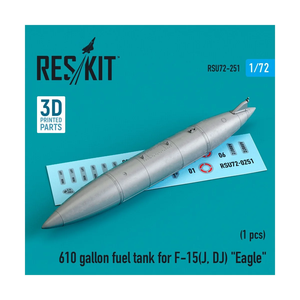 610 gallon fuel tank for F-15(J, DJ) Eagle (3D Printed) - ResKit Mo...