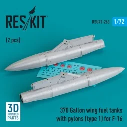 370 Gallon wing fuel tanks with pylons (type 1) for F-16 (A/B/C/D/E...