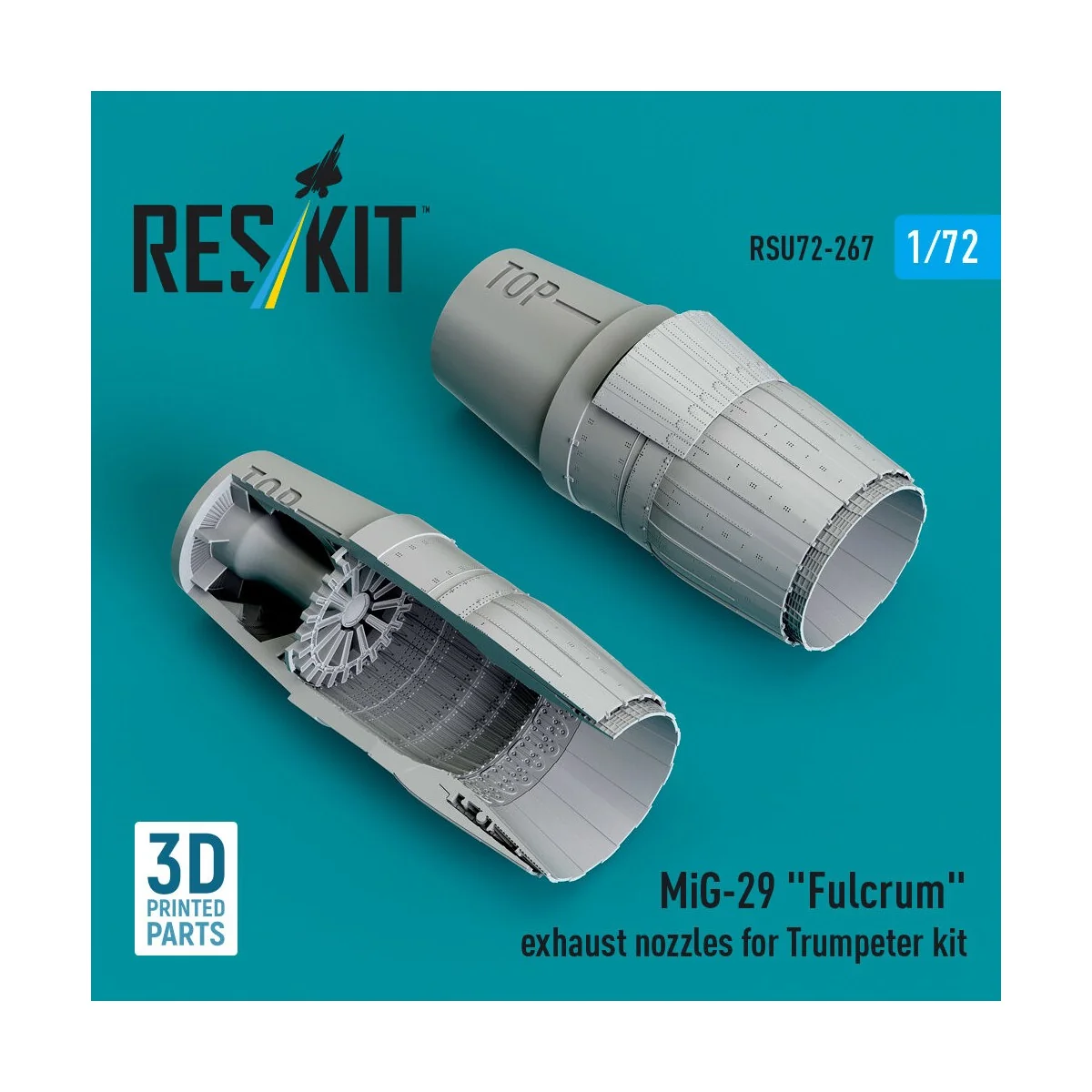 MiG-29 Fulcrum exhaust nozzles for Trumpeter kit (3D Printed) - Res...