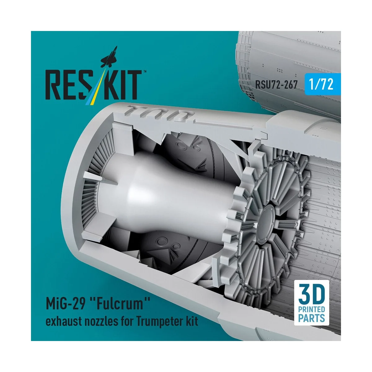 MiG-29 Fulcrum exhaust nozzles for Trumpeter kit (3D Printed) - Res...