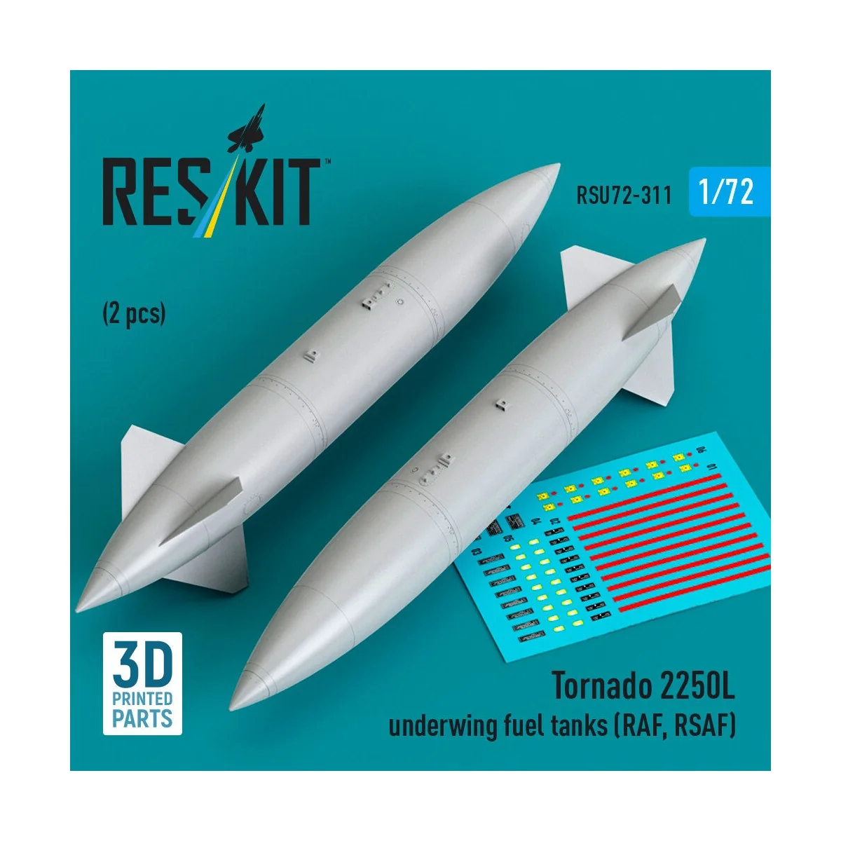 Tornado 2250L underwing fuel tanks (RAF, RSAF) (2 pcs) (3D Printed)... Tornado 2250L underwing fuel tanks (RAF, RSAF) (2 pcs) (3D Printed)...