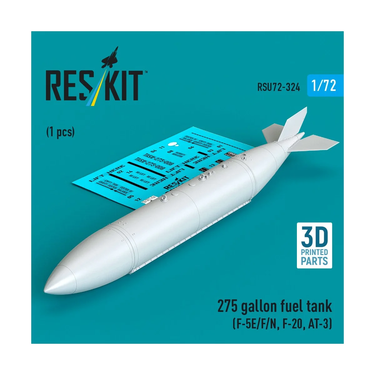 275 gallon fuel tank (F-5E/F/N, F-20, AT-3) (1 pcs) (3D Printed), 1...