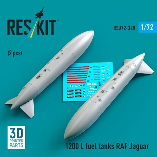 1200 L fuel tanks RAF Jaguar (2 pcs) (3D Printed), 1/72 - ResKit Mo... 1200 L fuel tanks RAF Jaguar (2 pcs) (3D Printed), 1/72 - ResKit Mo...