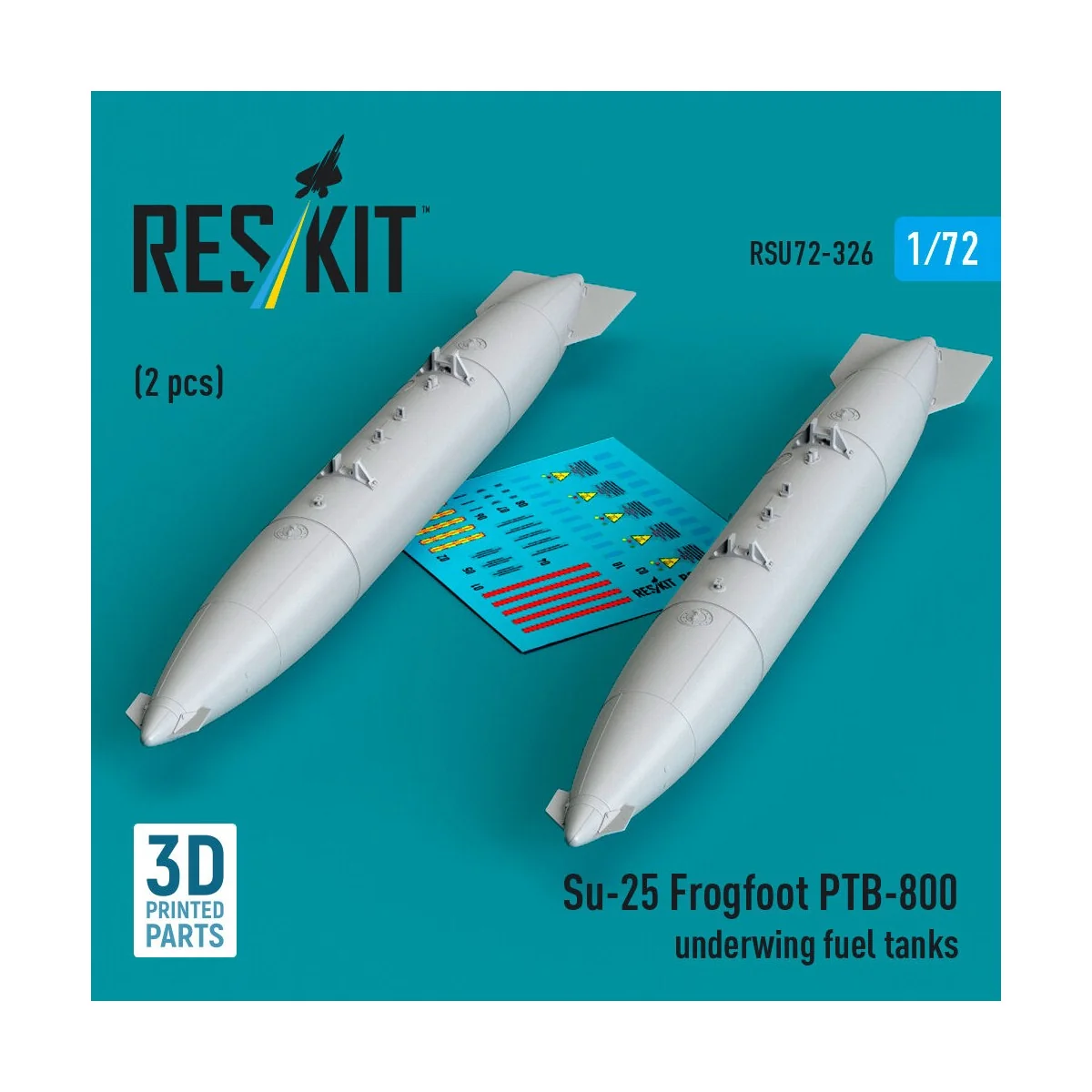 Su-25 Frogfoot PTB-800 underwing fuel tanks (2 pcs) (3D Printed) - ...