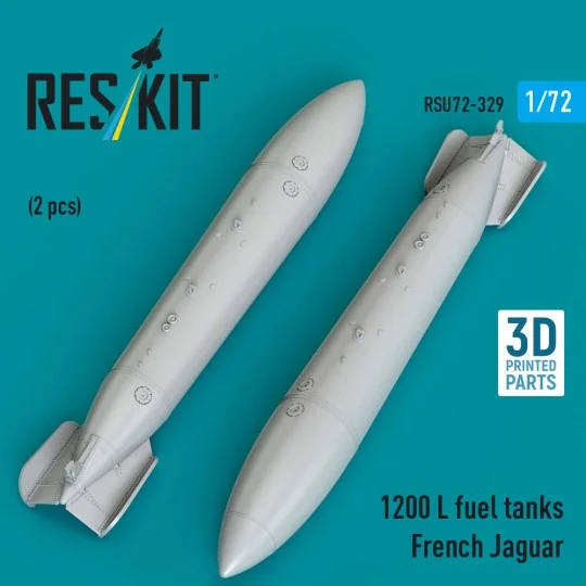 1200 L fuel tanks French Jaguar (2 pcs) (3D Printed), 1/72 - ResKit... 1200 L fuel tanks French Jaguar (2 pcs) (3D Printed), 1/72 - ResKit...