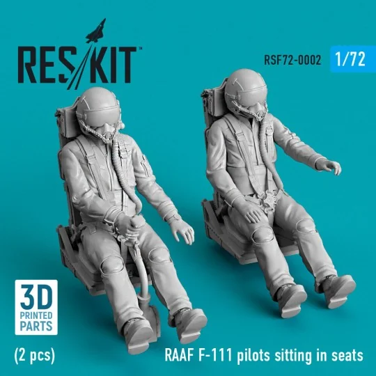 RAAF F-111 pilots sitting in seats (2 pcs) (3D Printed), 1/72 - Res...