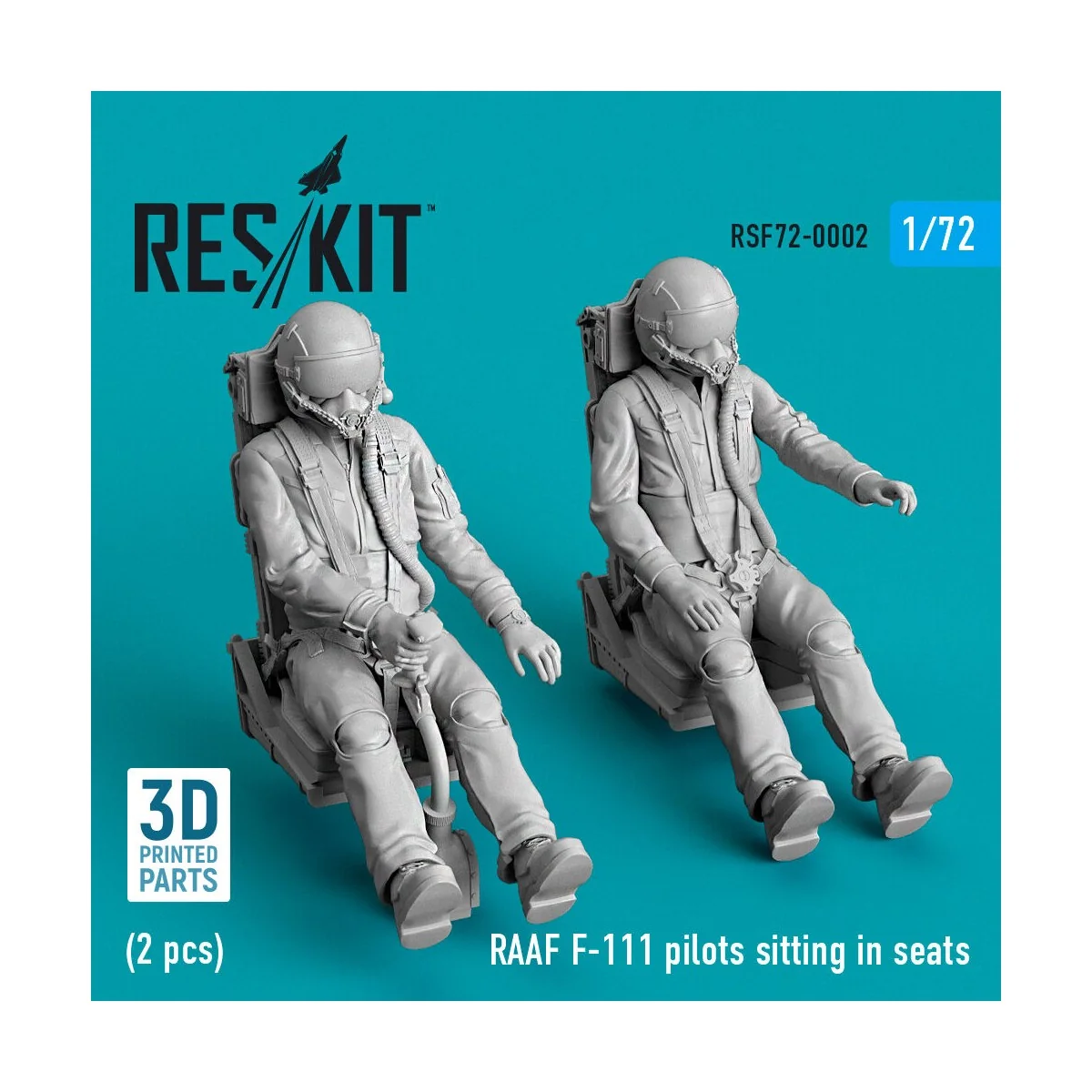 RAAF F-111 pilots sitting in seats (2 pcs) (3D Printed), 1/72 - Res...