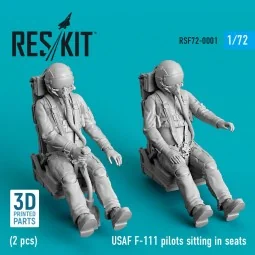 USAF F-111 pilots sitting in seats (2 pcs) (3D Printed), 1/72 - Res...