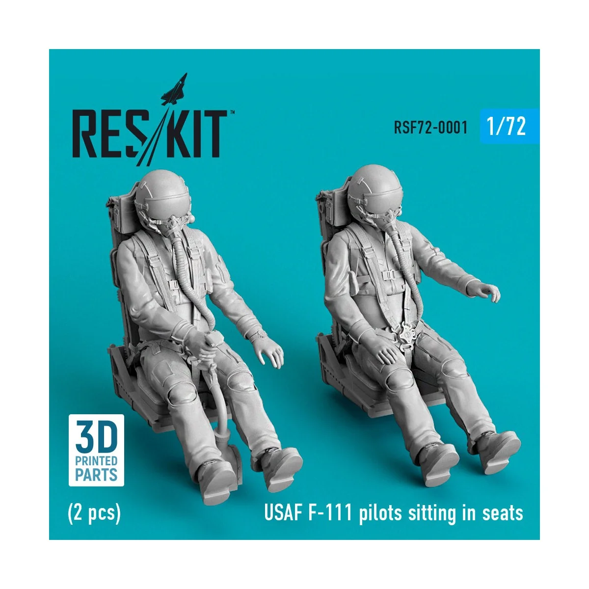 USAF F-111 pilots sitting in seats (2 pcs) (3D Printed), 1/72 - Res...